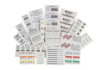 A variety of different types of industrial labels.