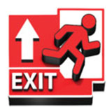 A floor sign that says "EXIT." It looks 3D so that it catches the eye.