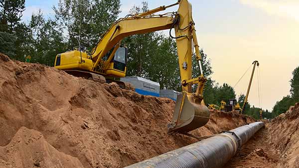 A natural gas pipe being constructed.