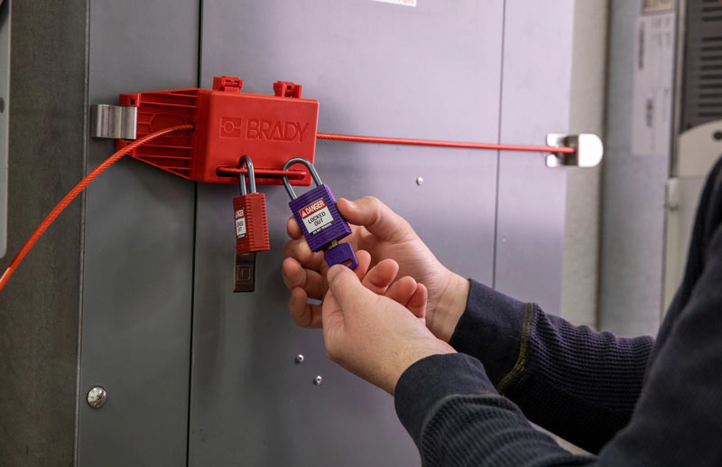 Keyed different padlocks on a piece of equipment