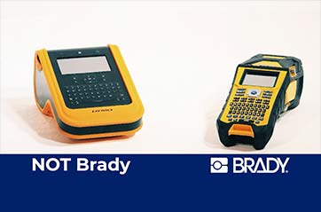 A Brady printer next to a competitor.